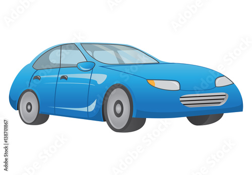 Hand drawn car sedan abstract vector design concept of blue color 