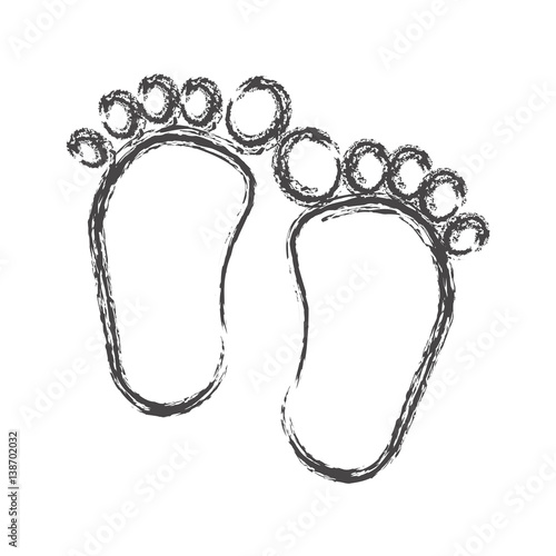 blurred silhouette baby paint footprint icon vector illustration