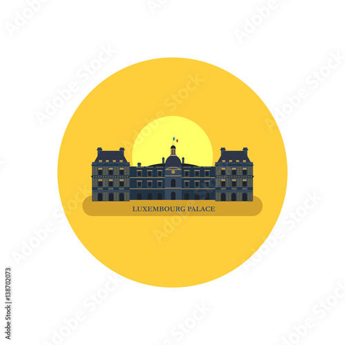 The Luxembourg Palace. Paris. France. Vector round icon.