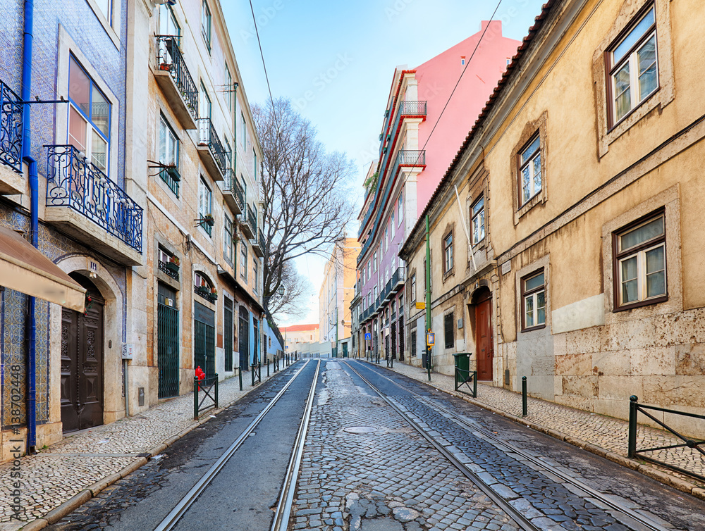 Street in Lisbon, Alfama, nobody