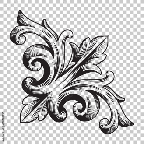Isolate corner ornament in baroque style
