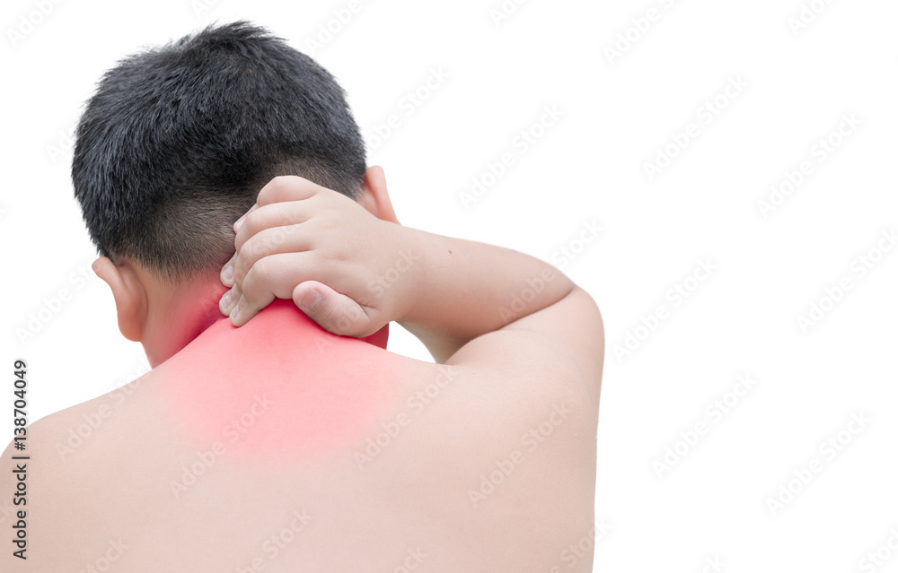 fat boy neckache isolated on white background fat boy neckache isolated on white background