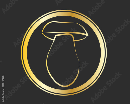 logo fungo porcino oro vettoriale