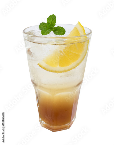 Lime honey soda isolated on white background