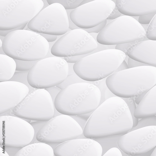 White Pebble Vector. Natural Realistic 3d Stones Of Different Shapes. Sea Rock Pebbles Isolated On White Background. © PikePicture