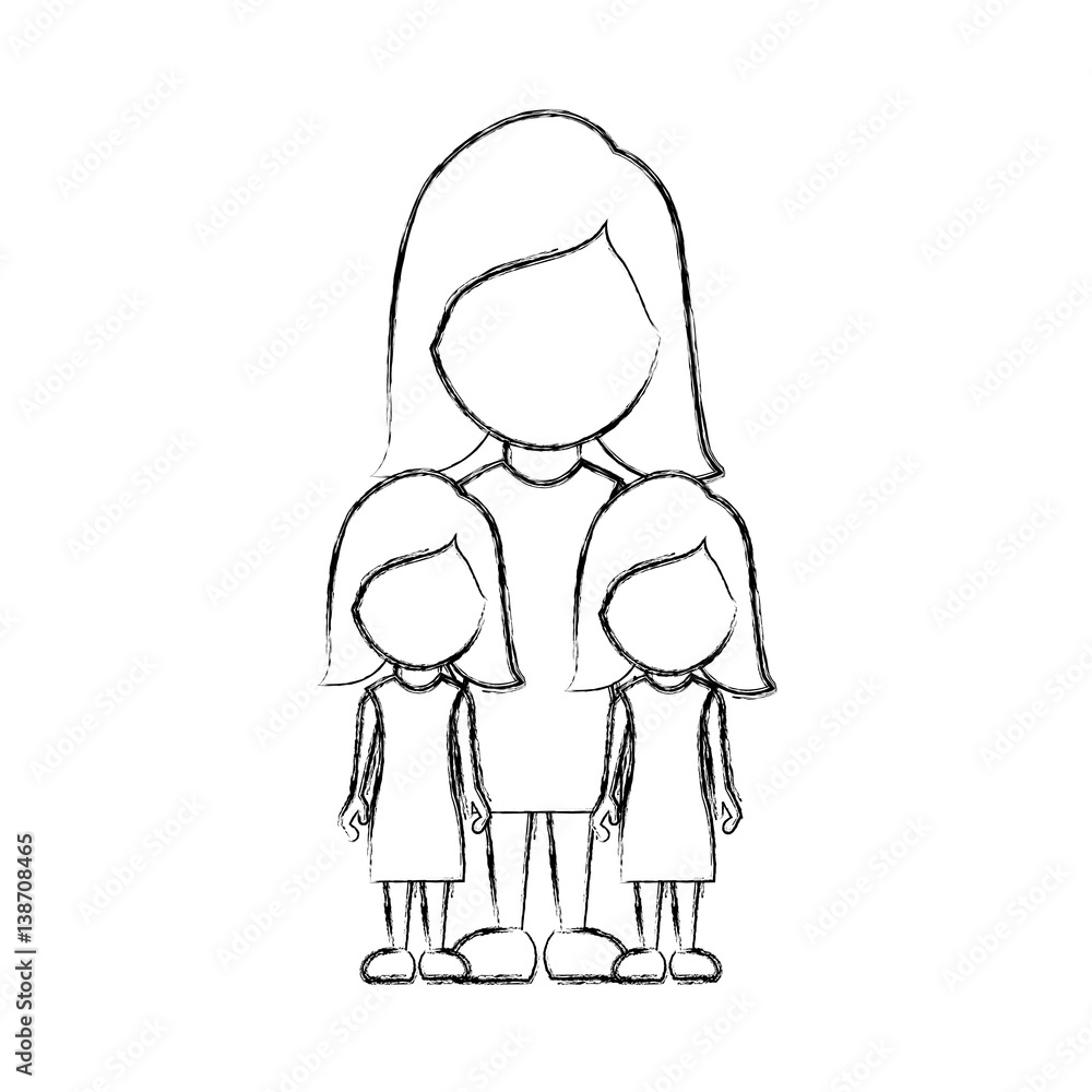 figure woman her girls twins icon, vectores illustraction design figure woman her girls twins icon, vectores illustraction design