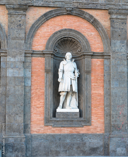 Statue on facade of Royal Palace) Naples