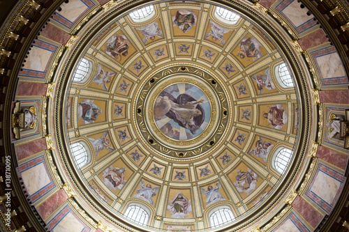 The dome Inside St. Stephen Cathedral. BUDAPEST  HUNGARY