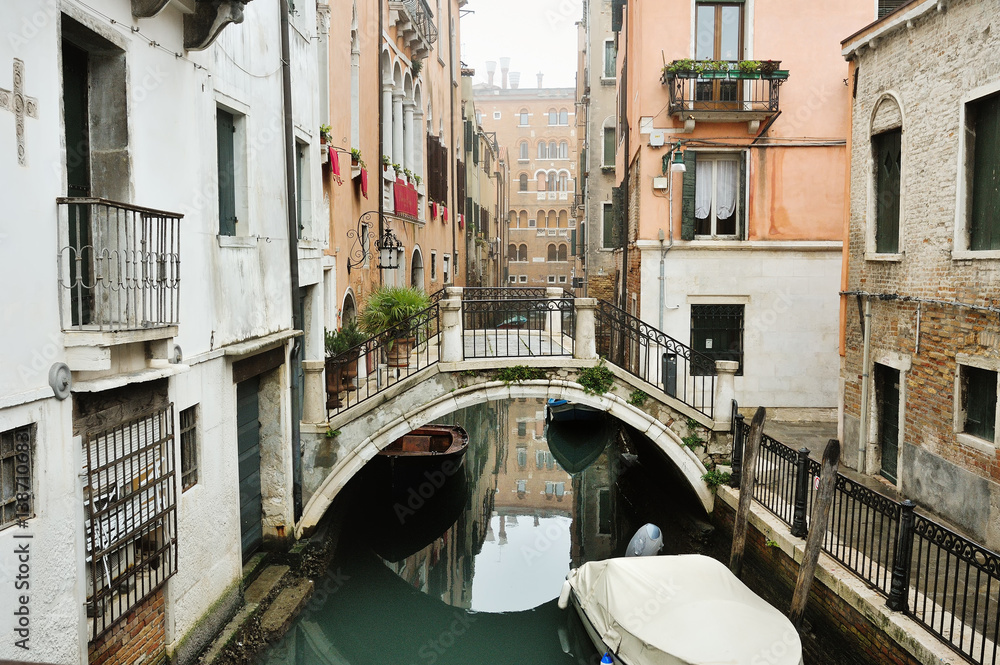 Canal, bridge and buildings in Venice, Italy