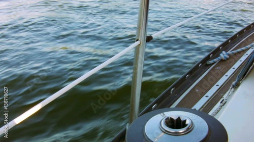 Sailboat detail: port side view at the sea photo