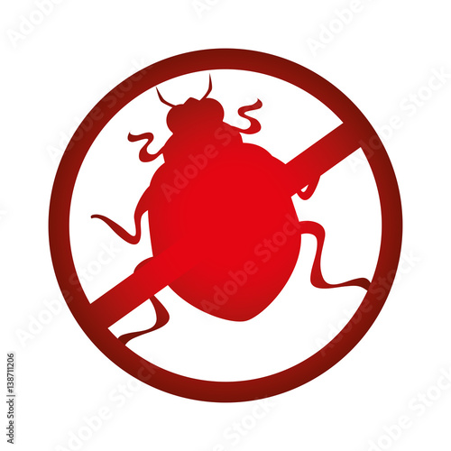 circle with restricted beetle virus vector illustration