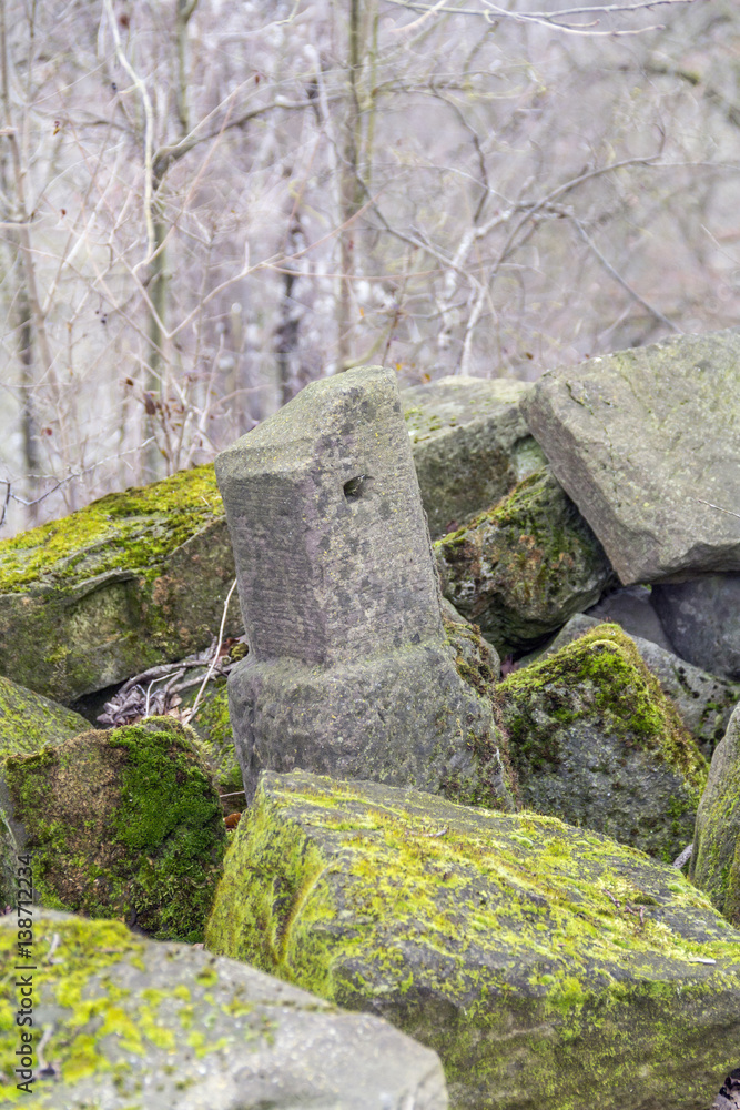 stone pile at early spring time stone pile at early spring time