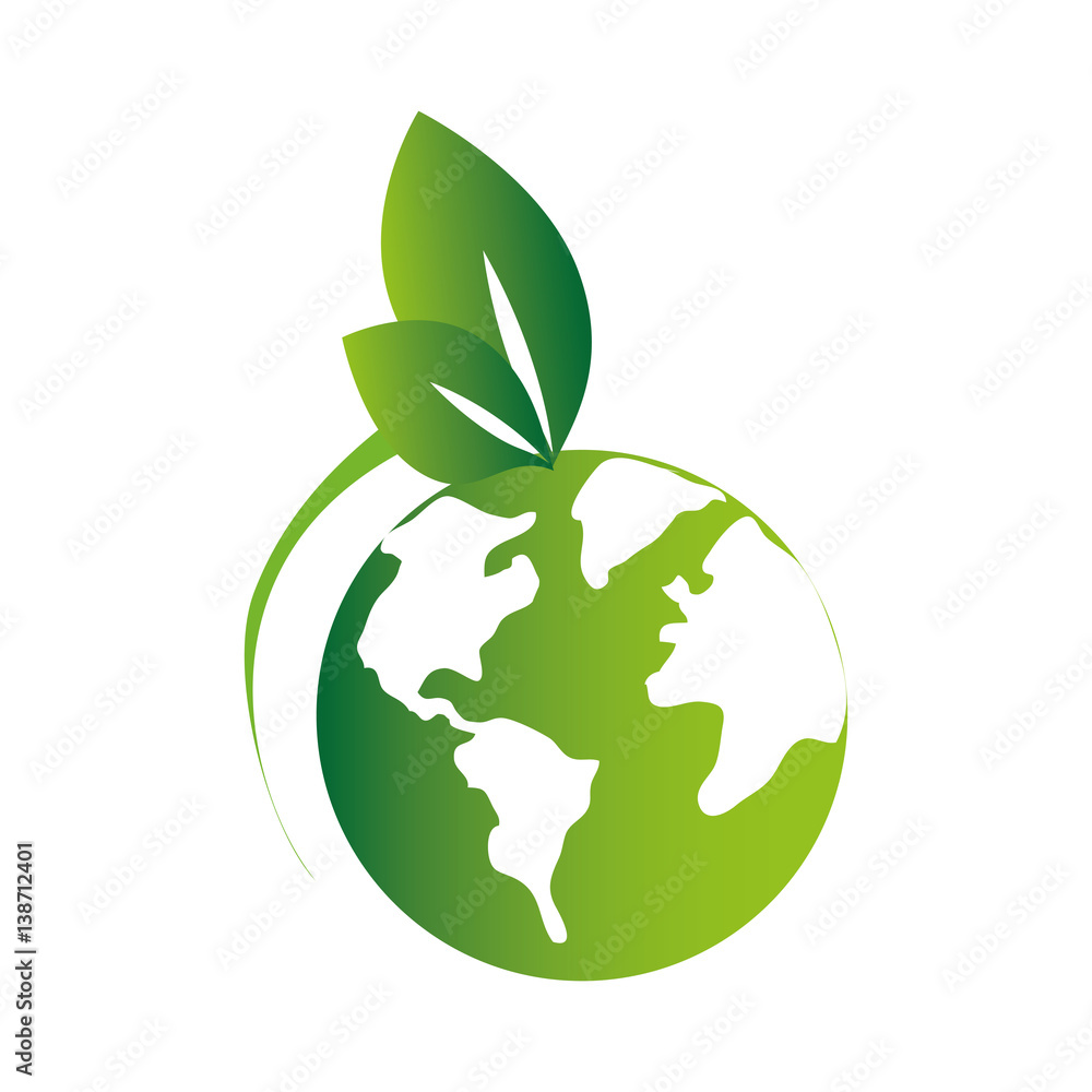 green silhouette with world map and leaves vector illustration green silhouette with world map and leaves vector illustration