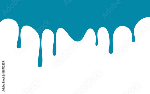 blue paint drips. turquoise ink flow down. white background. vector illustration