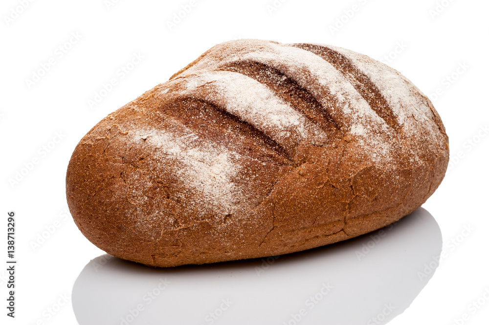 bread loaf on white background