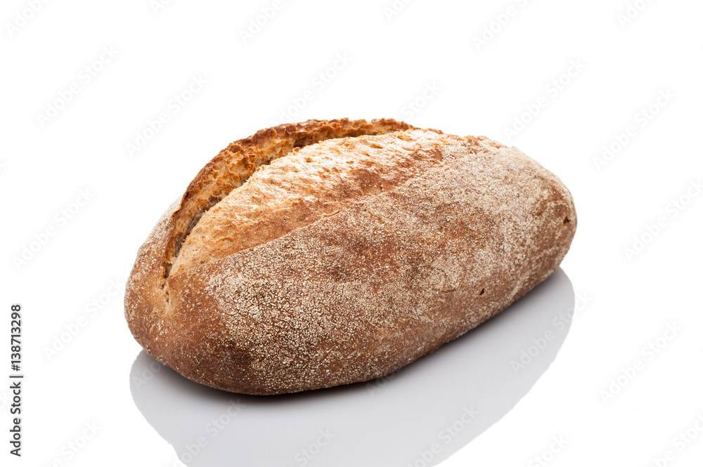 bread loaf on white background