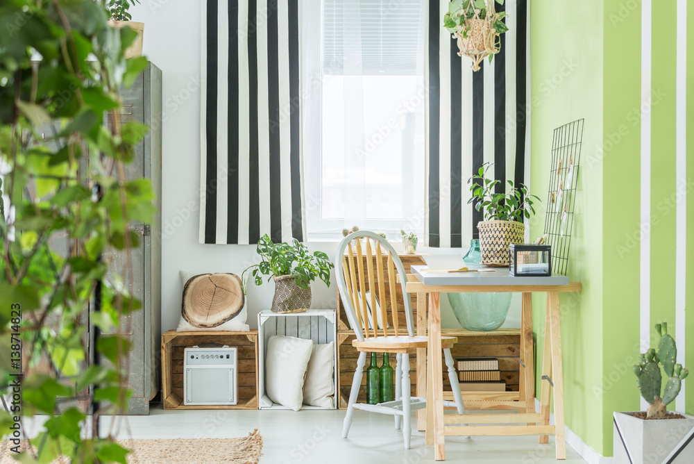 Fototapeta premium Green study area with window