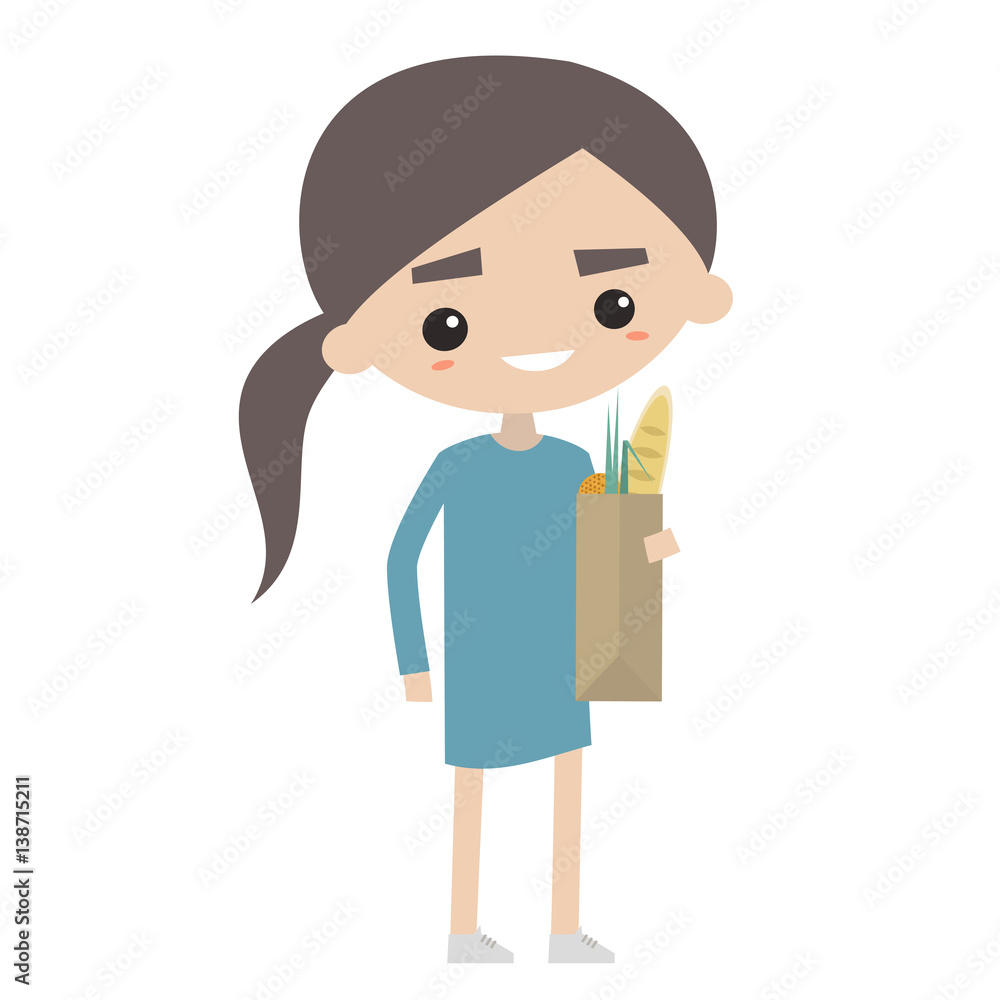 Grocery shopping flat vector cartoon Grocery shopping flat vector cartoon