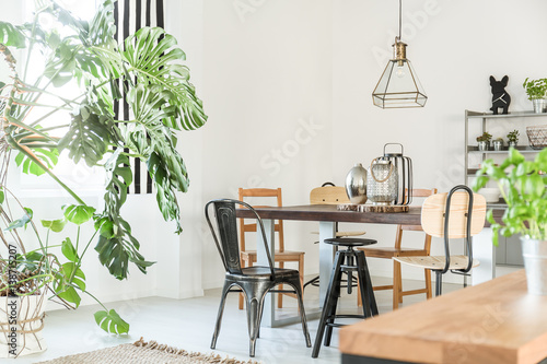 Bright dining room with table