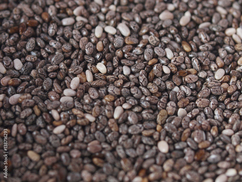 Closeup of chia seeds. Healthy food ingredient