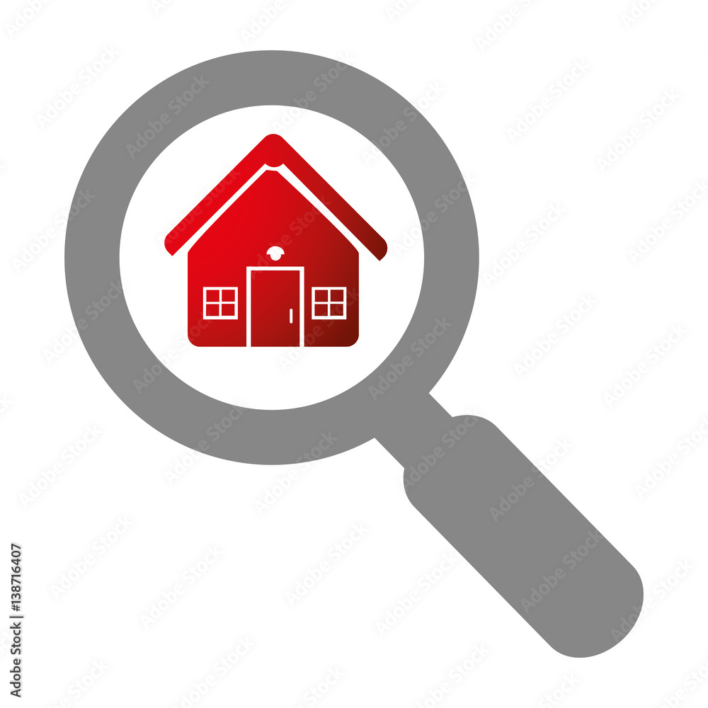 grey magnifying glass with with zoom house vector illustration grey magnifying glass with with zoom house vector illustration