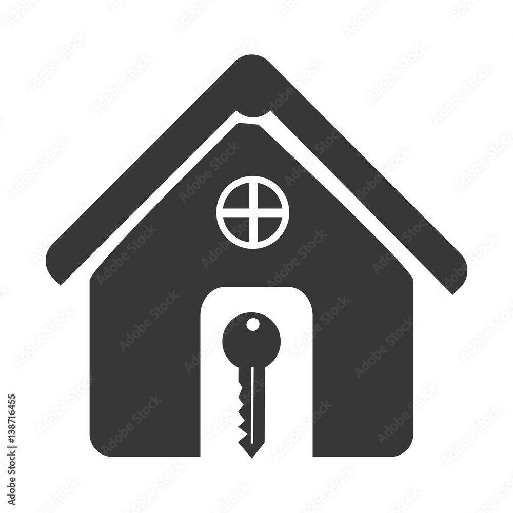 monochrome silhouette house and key icon vector illustration monochrome silhouette house and key icon vector illustration
