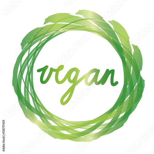 Gesunde Ernährung und Lebensweise - vegan, Logo, Störer, Button mit Schriftzug 