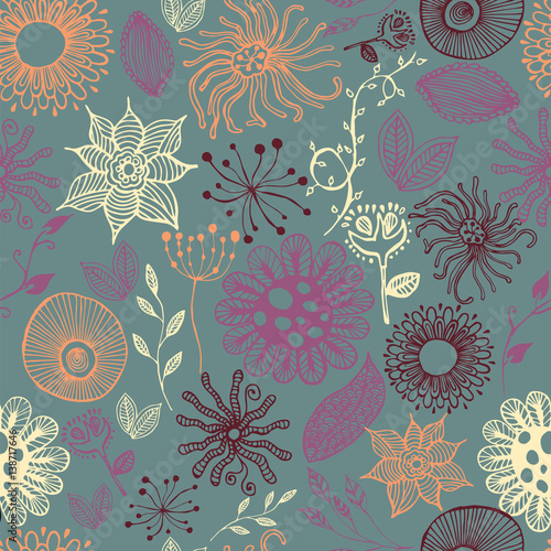   Colorful seamless botanic texture