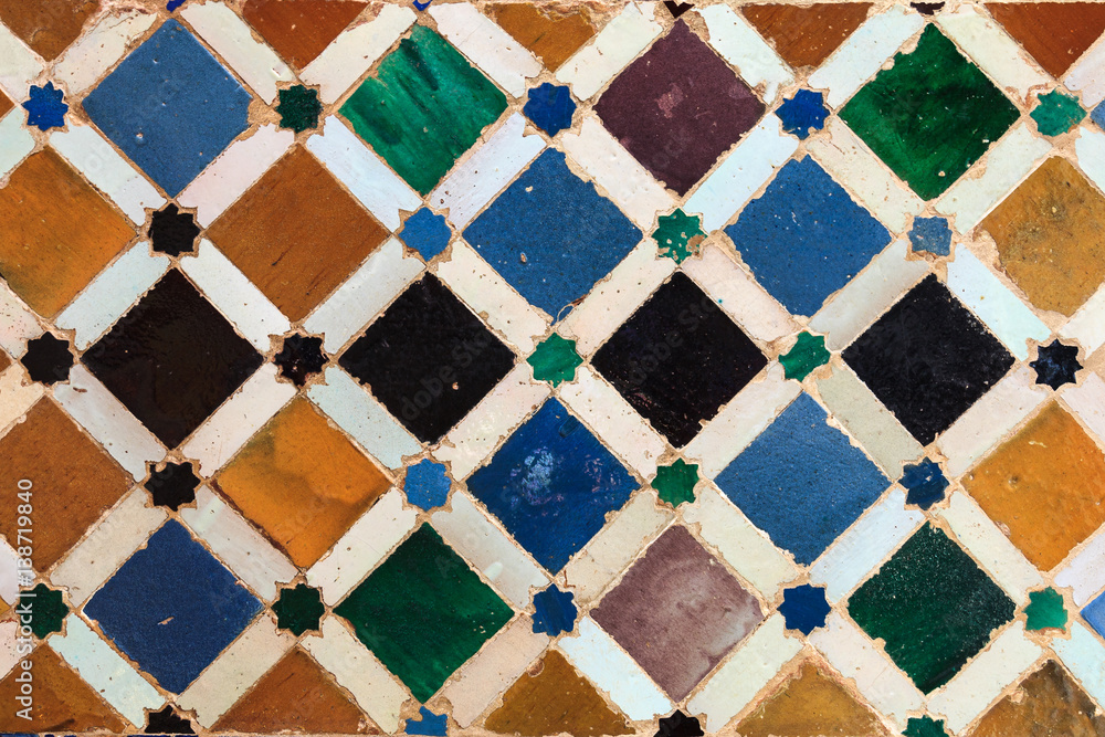 Arabic tiles background. Alhambra of Granada. Arabic tiles background. Alhambra of Granada.