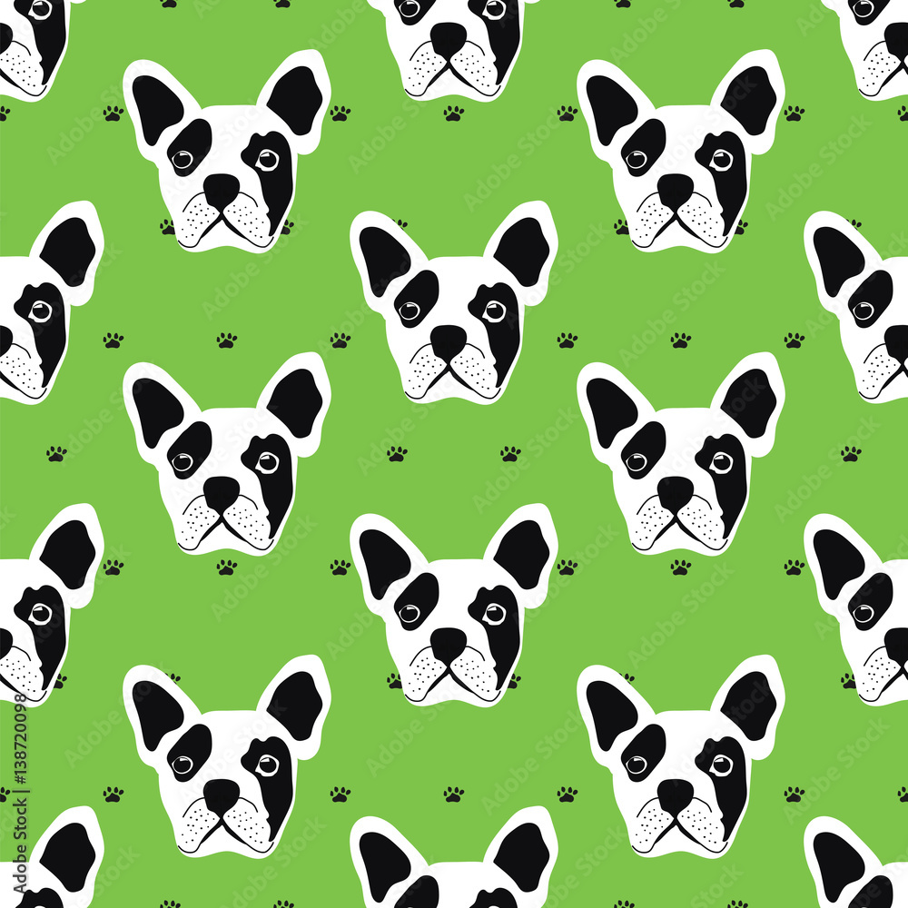 Obraz premium french bulldog seamless pattern