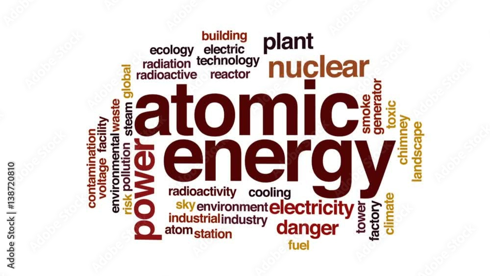 Atomic energy animated word cloud, text design animation. Atomic energy animated word cloud, text design animation.