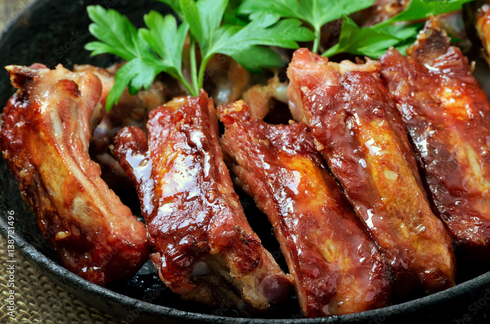 Delicious fried pork ribs