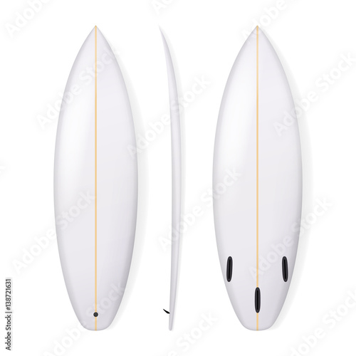 Realistic Surfboard Vector. Blank Of Surfing Board Isolated On White Background.