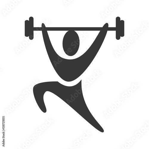 black silhouette pictogram man weightlifting icon vector illustration