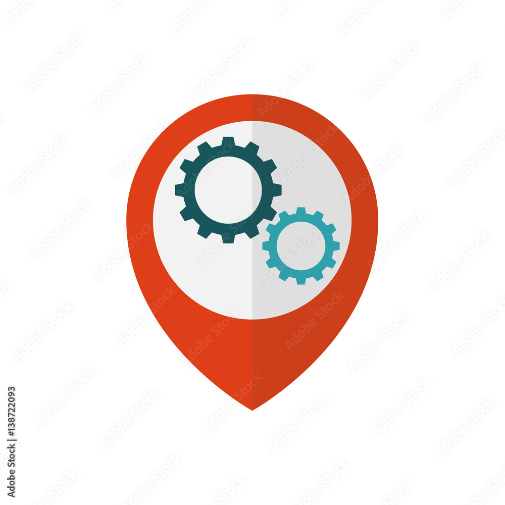 Map pointer with gears inside Map pointer with gears inside