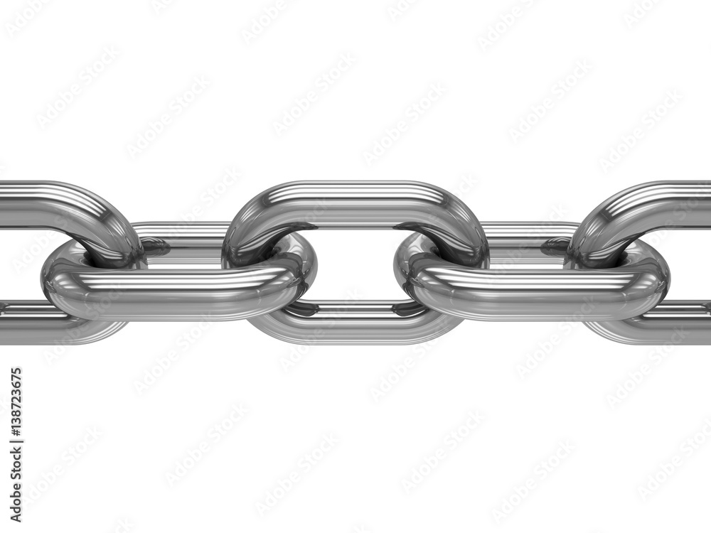 3D rendering Chain on white background 3D rendering Chain on white background