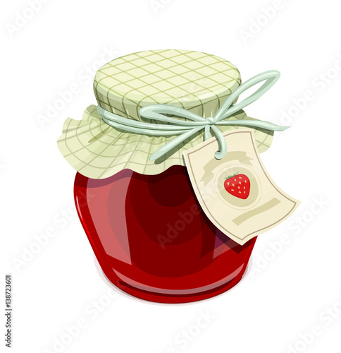 Strawberry jam jar. Vintage style