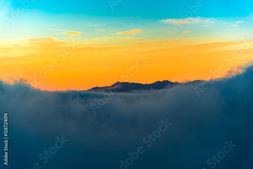 Winter sunset in carpathian mountains © Ivanica