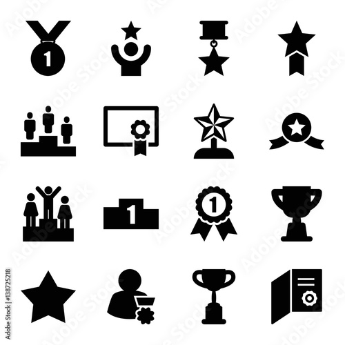Set of 16 award filled icons