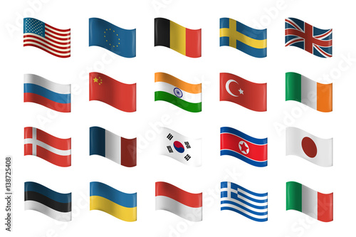 Vector collection of flags on the white background. © comicsans