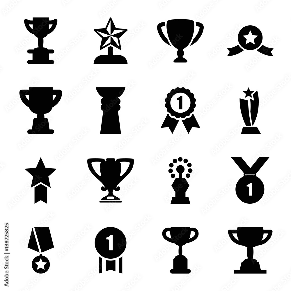 Set of 16 contest filled icons Set of 16 contest filled icons