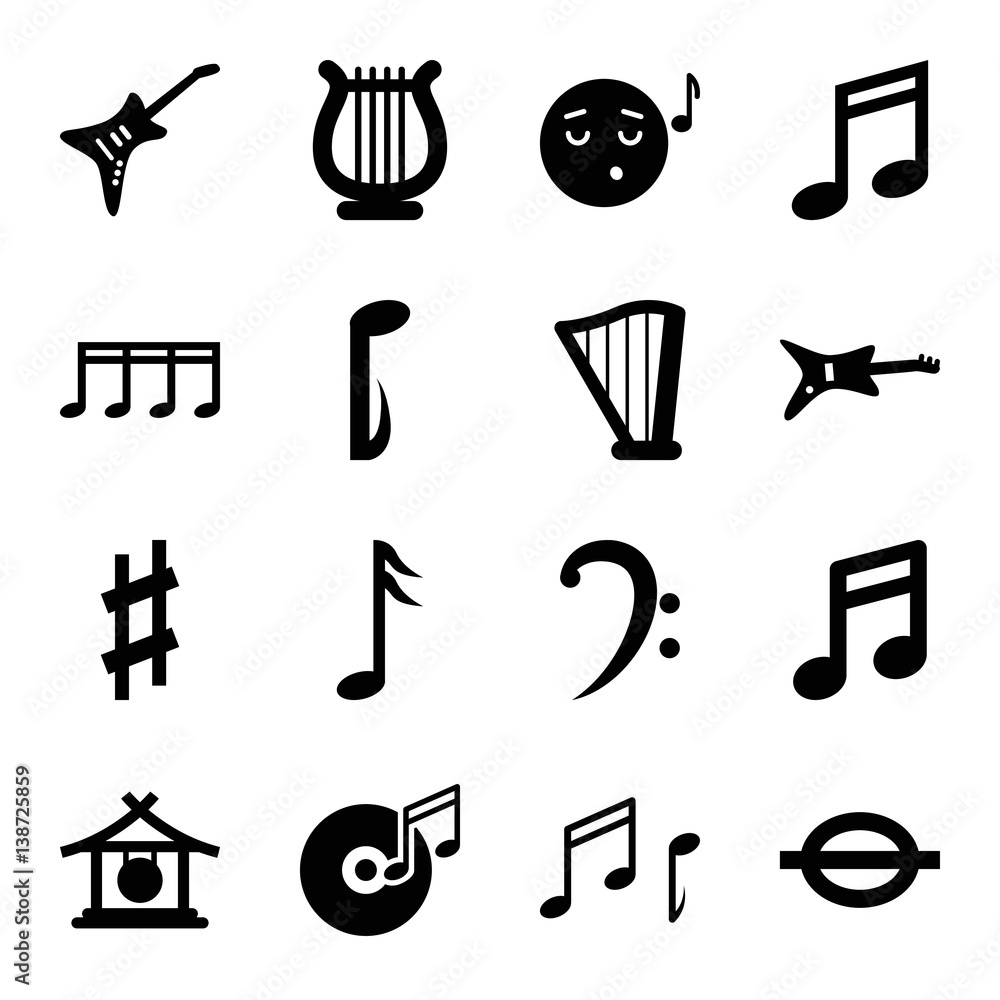 Fototapeta premium Set of 16 melody filled icons