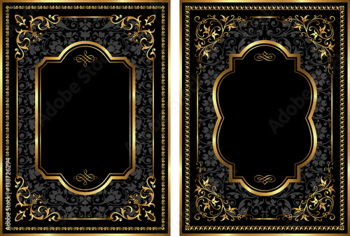 Vector set of gold vintage style frames