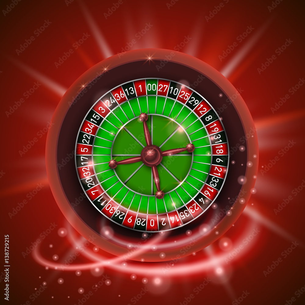Realistic casino gambling roulette wheel, isolated on red background. Realistic casino gambling roulette wheel, isolated on red background.