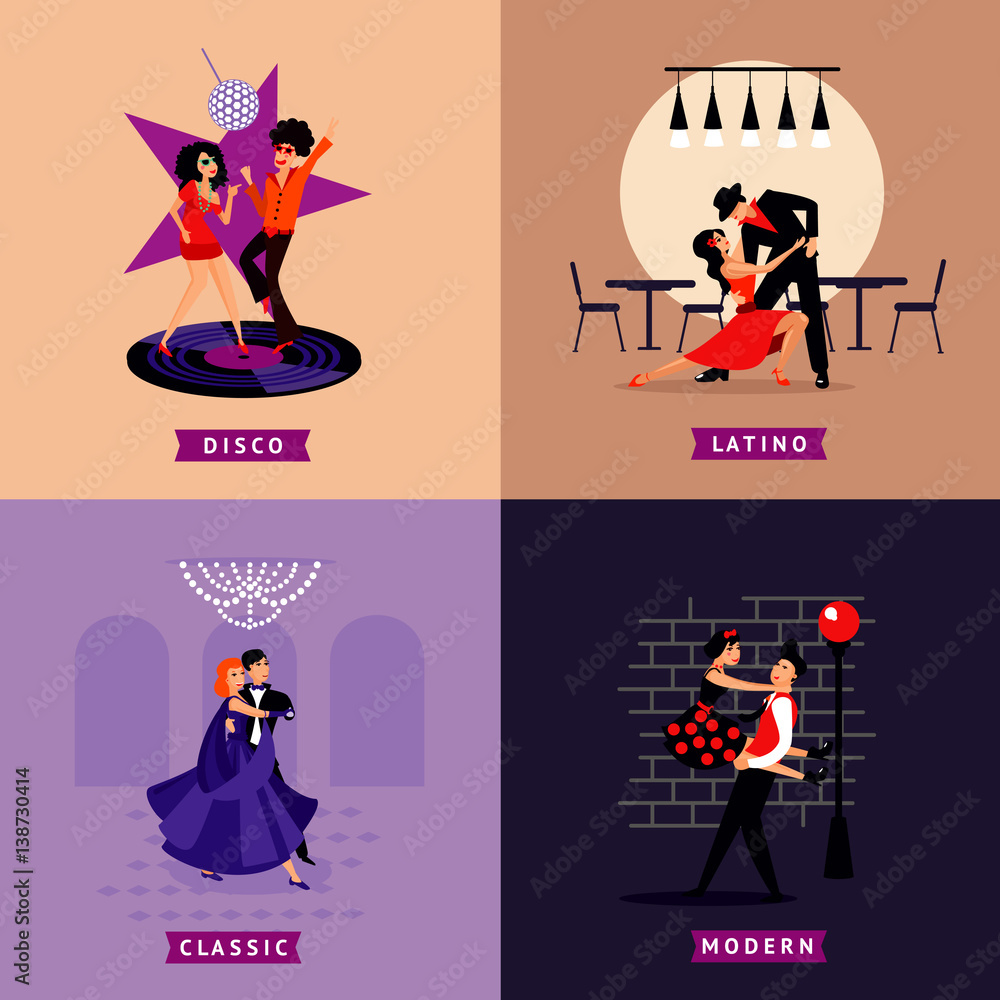 Obraz premium Flat Active People Composition