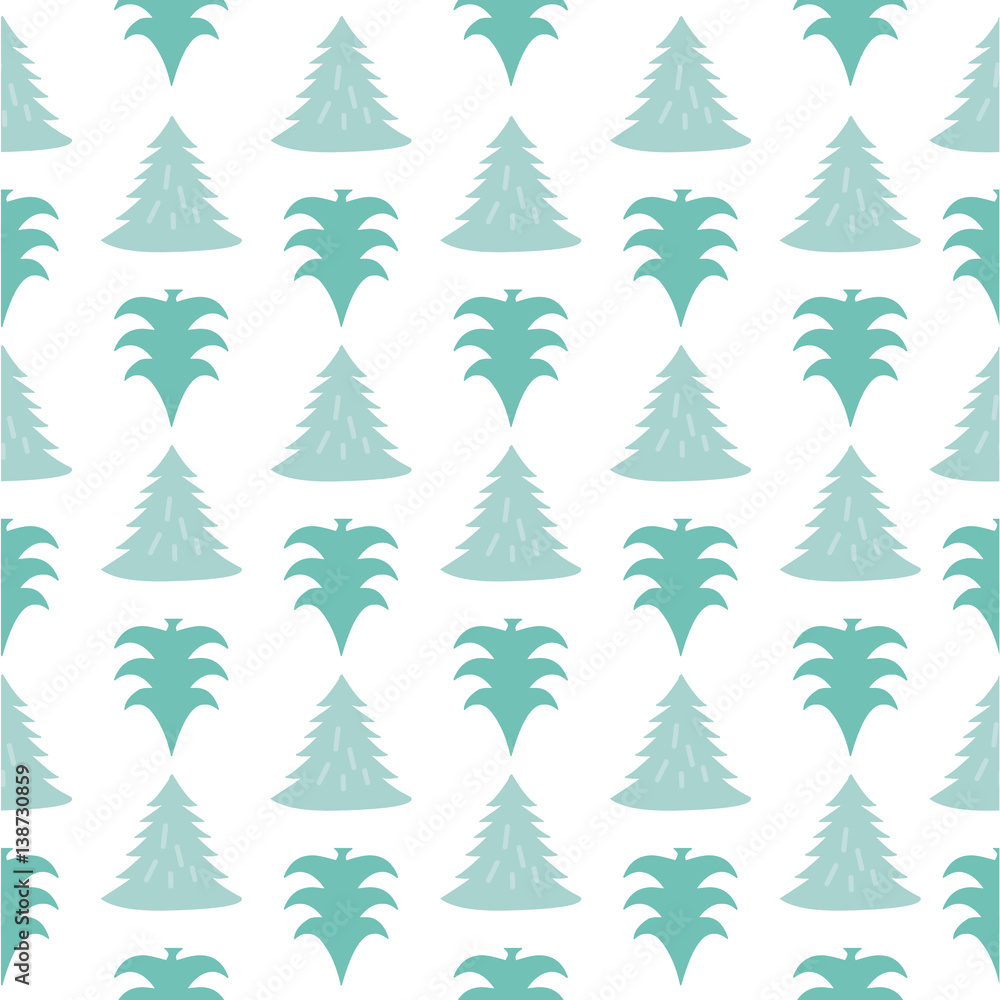 Obraz premium seamless green pine tree pattern on white background