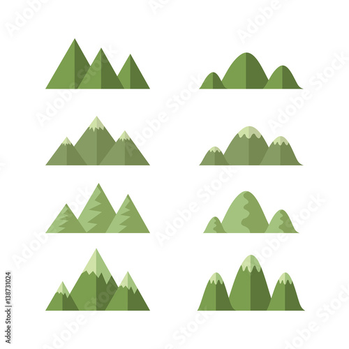 Obraz na płótnie set of green moutains , cartoon vector w salonie