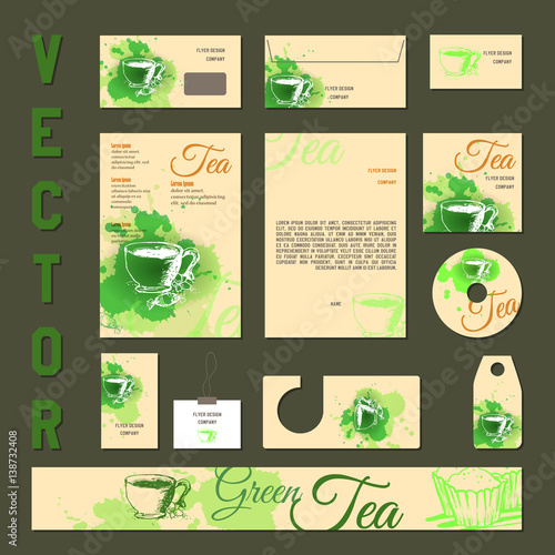 Business cards collection with tea concept design. Vector illustration