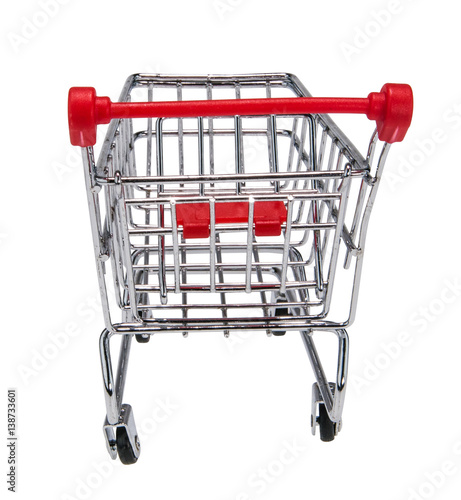 trolley shopping silver supermarket white background