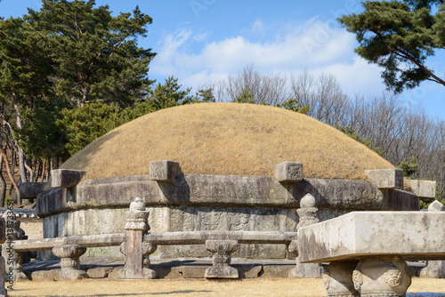 The royal tomb of Queen Munjeong of the Joseon dynasty at Taereung royal tomb, Nowon District, Seoul, South Korea photo